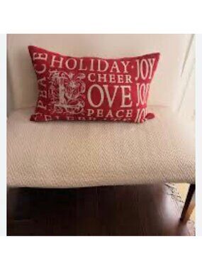 Pottery Barn Christmas Pillow Sham 25x16 Burlap Farmhouse Holiday Peace